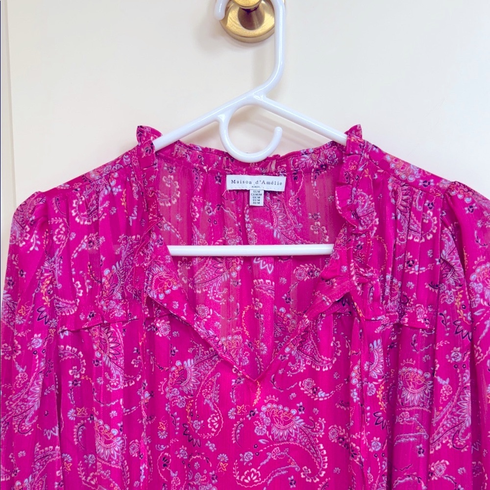 Vibrant Pink Paisley Blouse - Picture 5 of 13